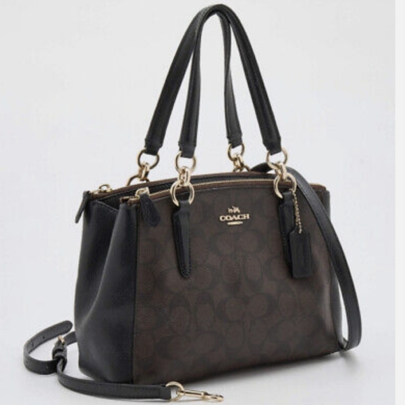 Coach Handbags - COACH Signature Christie Carryall Black/Brown Handbag crossbody bags